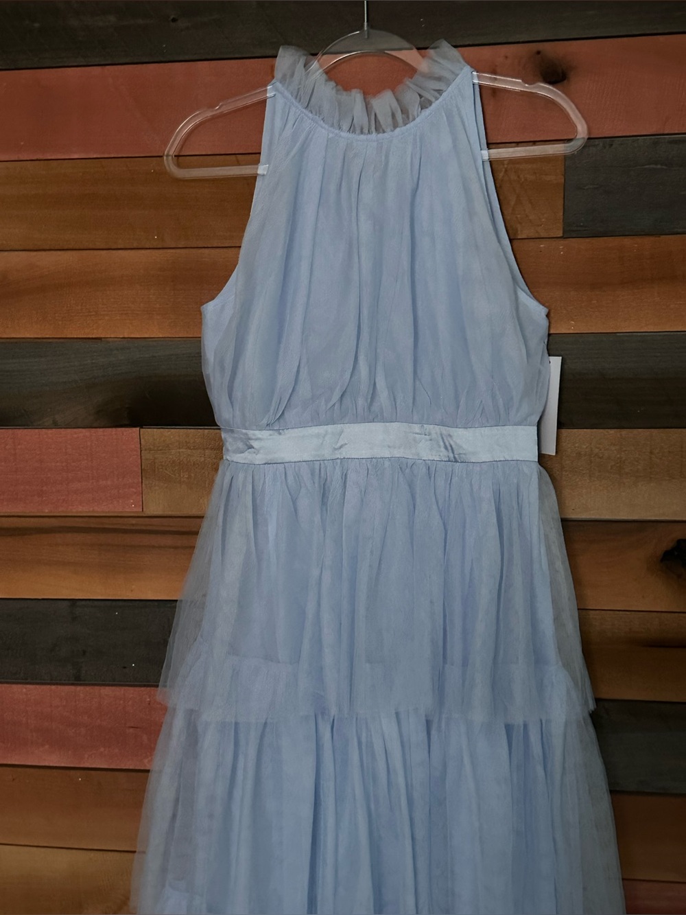 Aura Powder Blue Tiered Tulle Maxi Dress | Romantic Formal Gown | Wedding Guest - Picture 2 of 6